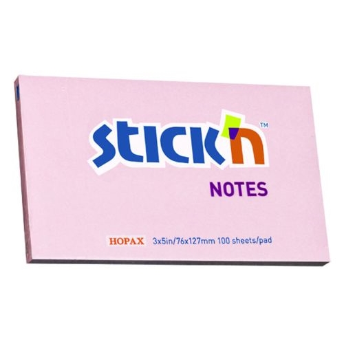 Samolepicí bloček Stick'n 76x127mm, růžový