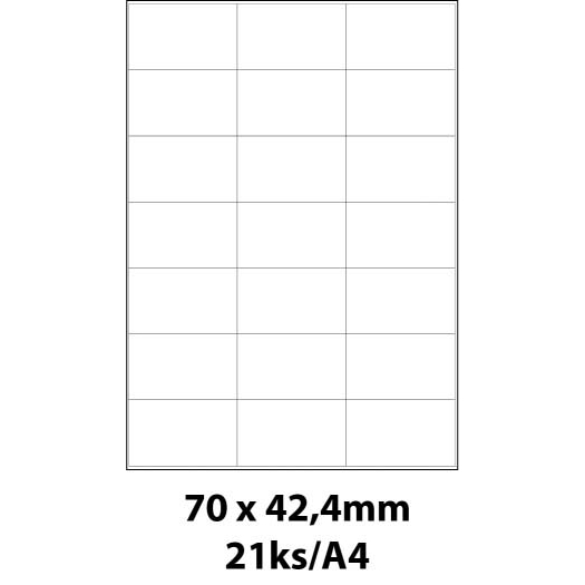 Print etikety Emy 70x42,4 mm, 21ks/arch, 100 archů, samolepící