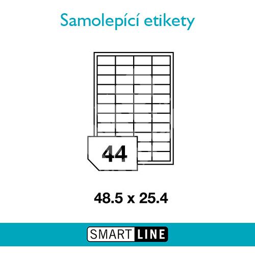 Samolepící bílé etikety Smart Line A4 48,5 x 25,4 mm 100 archů 1