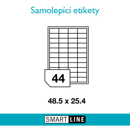 Samolepící bílé etikety Smart Line A4 48,5 x 25,4 mm 100 archů