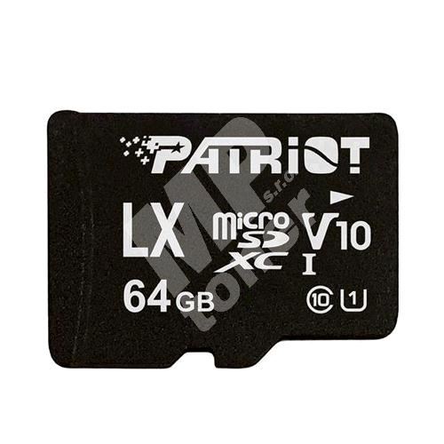 Patriot 64GB microSDXC V10, class 10 U1 až 80MB/s + adapter 1