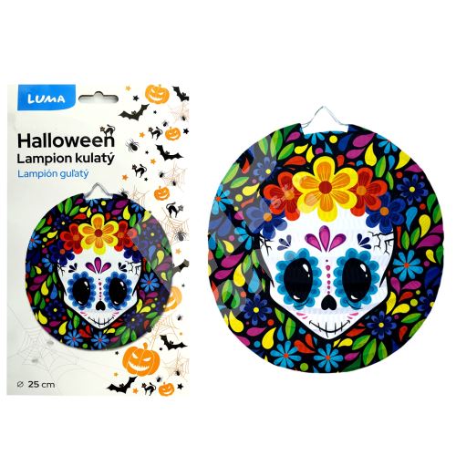 Lampion 25cm kulatý HALLOWEEN lebka Luma 1