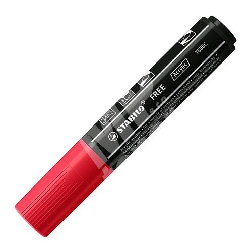 STABILO FREE Acrylic akrylový popisovač T800C Klínový hrot 4-10 mm - karmínový 1