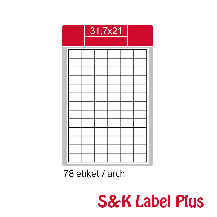 Samolepící etikety SK LABEL Plus A4 31,7 x 21 mm, 100 archů