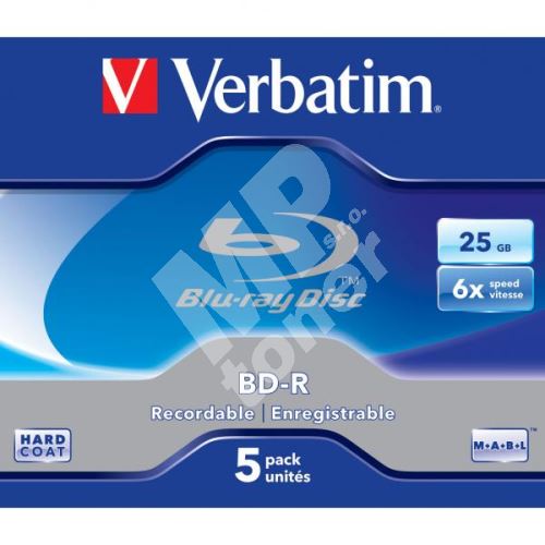 Verbatim 25GB BD-R SL, jewel, 43715, 6x, 5-pack 1