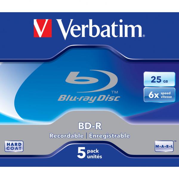25GB Verbatim BD-R SL, jewel, 43715, 6x, 5-pack
