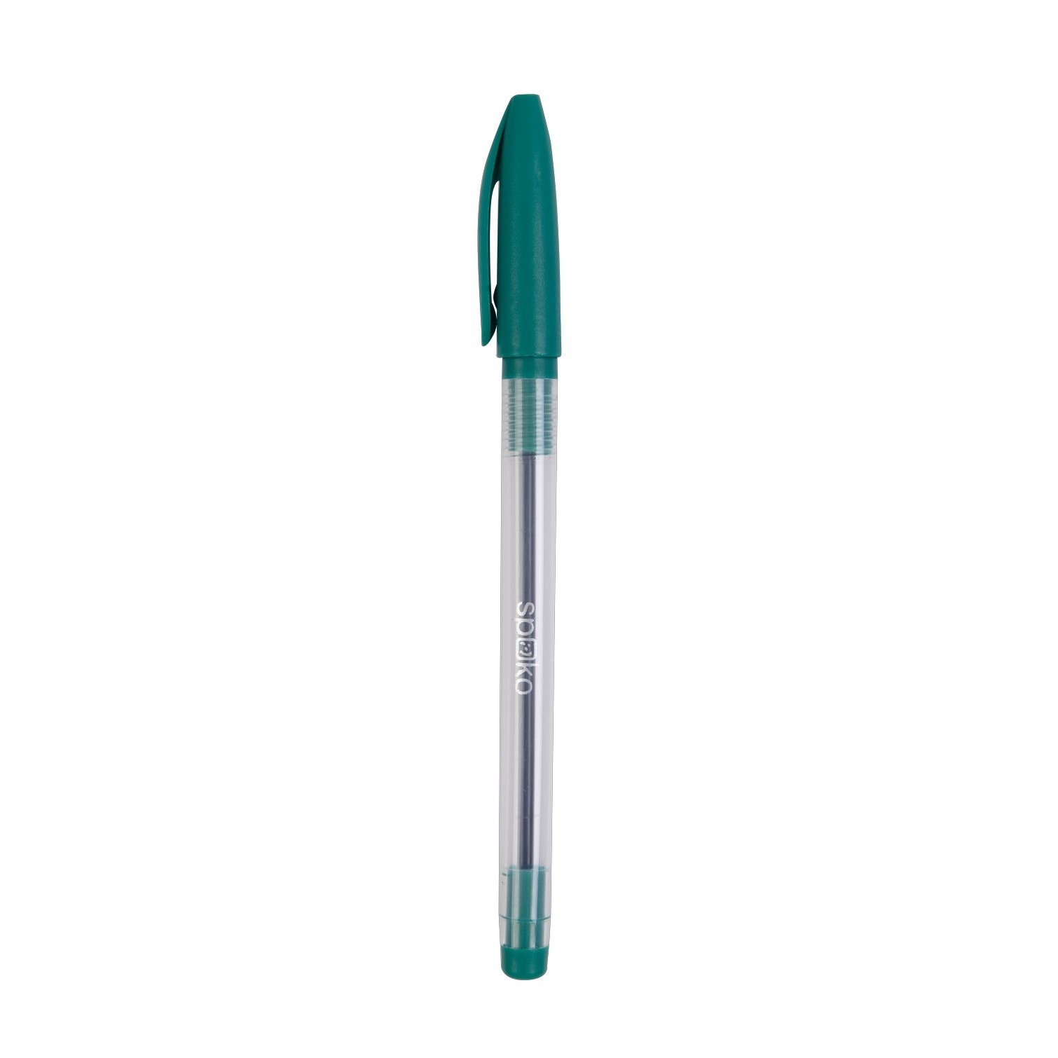 Kuličkové pero Spoko, jednorázové, zelená náplň, zelené