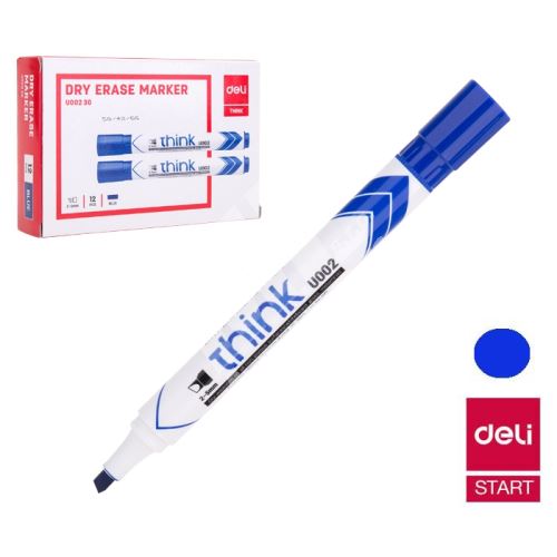 Popisovač Deli zkosený stíratelný, modrý (8569) EU00230 1