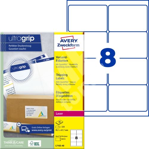 Etikety na balíky Ultragrip 99,1 x 67,7 mm, 40 listů A4 L7165-40 1