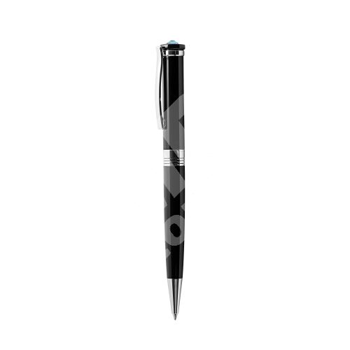 Kuličkové pero Art Crystella, Rimini, černá s modrým krystalem Swarovski, 14cm 2
