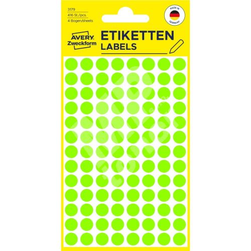 Etikety na ruční popis kolečko průměr 8 mm - světle zelené - 3179 1