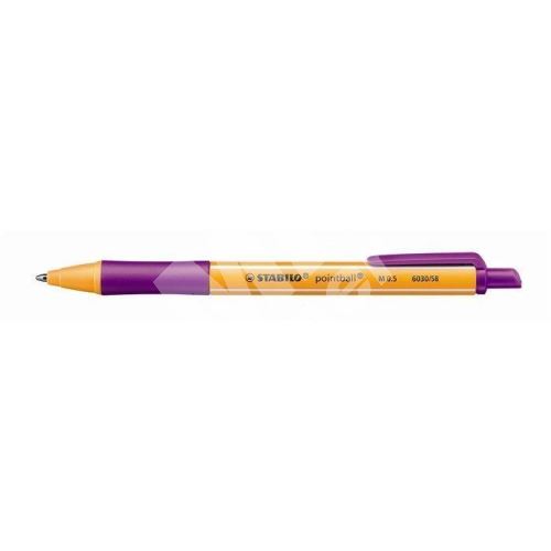 Kuličkové pero Stabilo Pointball, 0,5mm, stiskací mechanismus, purpurové 1