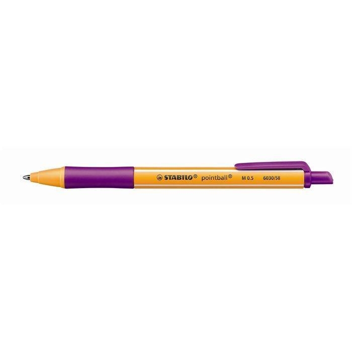 Kuličkové pero Stabilo Pointball, 0,5mm, stiskací mechanismus, purpurové