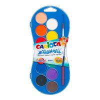 Vodové barvy Carioca, 30mm, včetně štětce, 12 barev 2 (1)