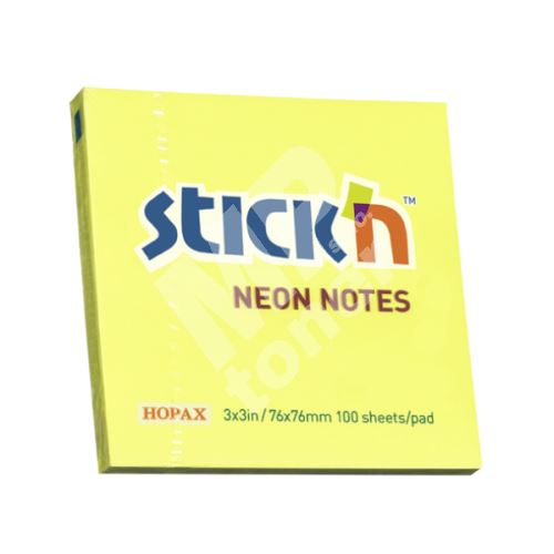 Samolepící bločky Stick n 76x76mm, žluté neon, 100 lístků 1