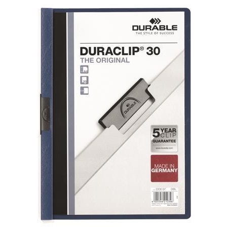 Desky s rychlovazačem Durable Duraclip 30, tmavě modrá, s klipem, A4
