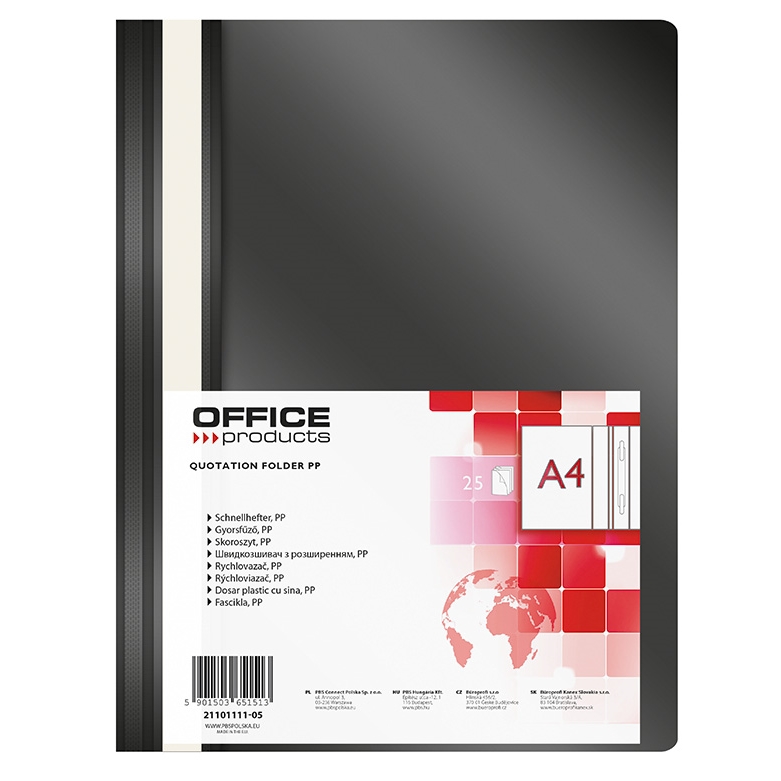 Rychlovazač Office A4, PP, 100/170 mic, černý