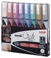 Sada 8ks křídových popisovačů Uni Chalk Marker PWE-5M, metalické barvy Sada 8ks křídových popisovačů Uni Chalk Marker PWE-5M, metalické barvy