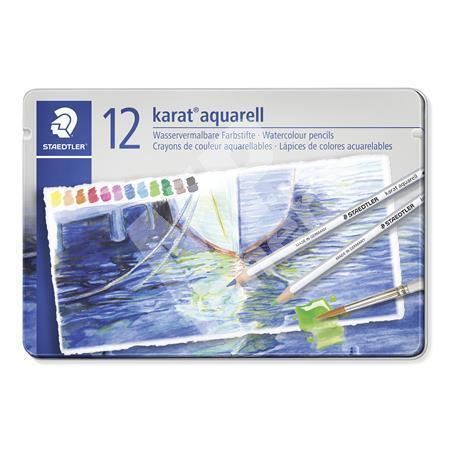 Akvarelové pastelky Staedtler Karat, kovová krabička, 12 barev 4
