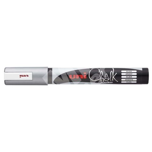Uni Chalk Marker křídový popisovač PWE-5M, 1,8-2,5 mm, stříbrný 1