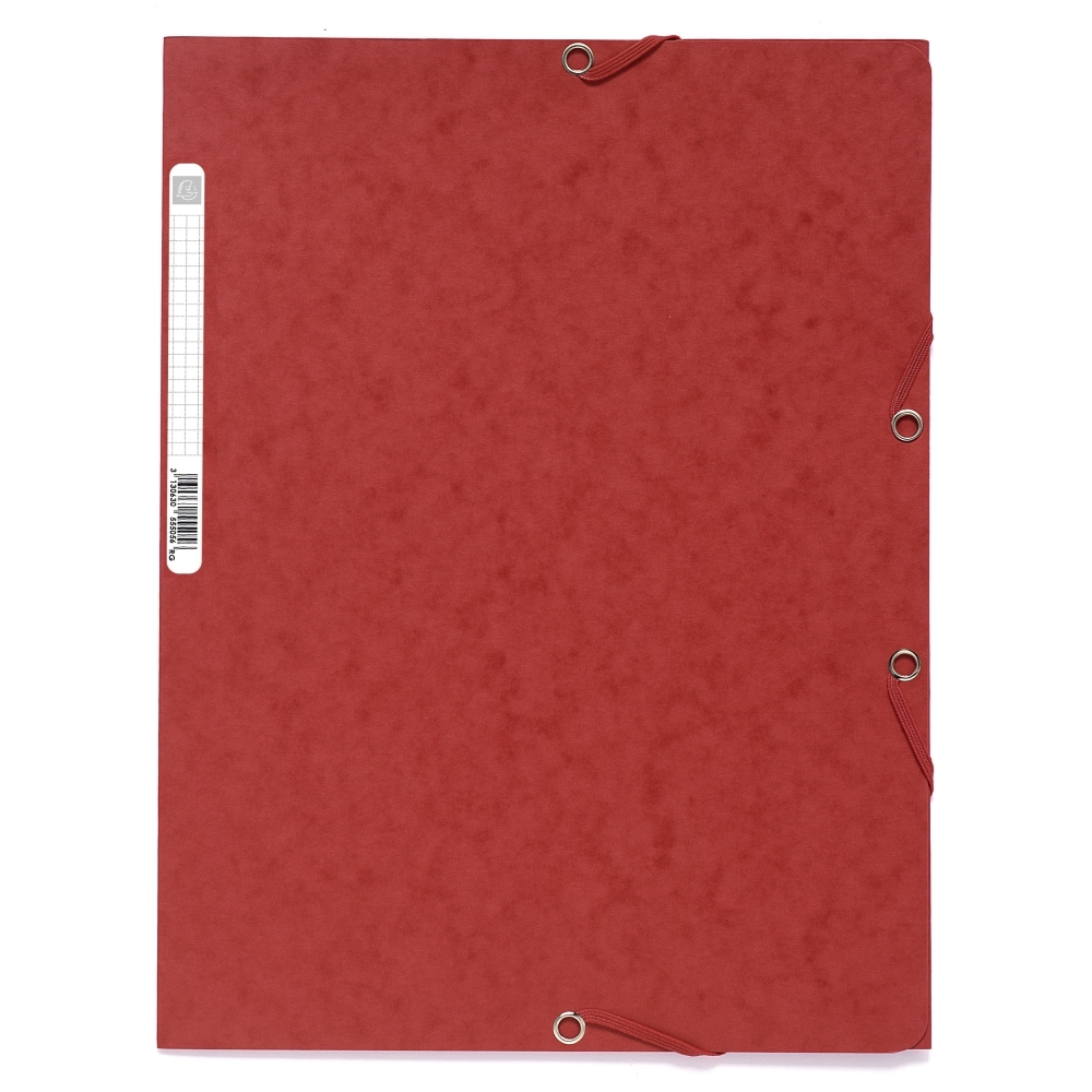 Spisové desky s gumičkou a štítkem Exacompta, A4 maxi, prešpán, červené