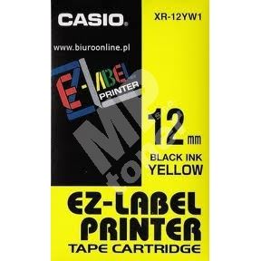 Páska Casio XR-12YW1 12mm černý tisk/žlutý podklad 1