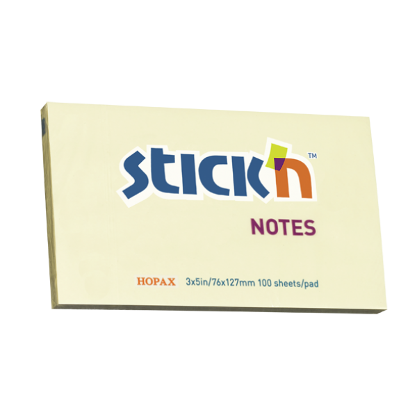 Samolepící bloček Stick'n 76x127mm, žlutá, 100 lístků