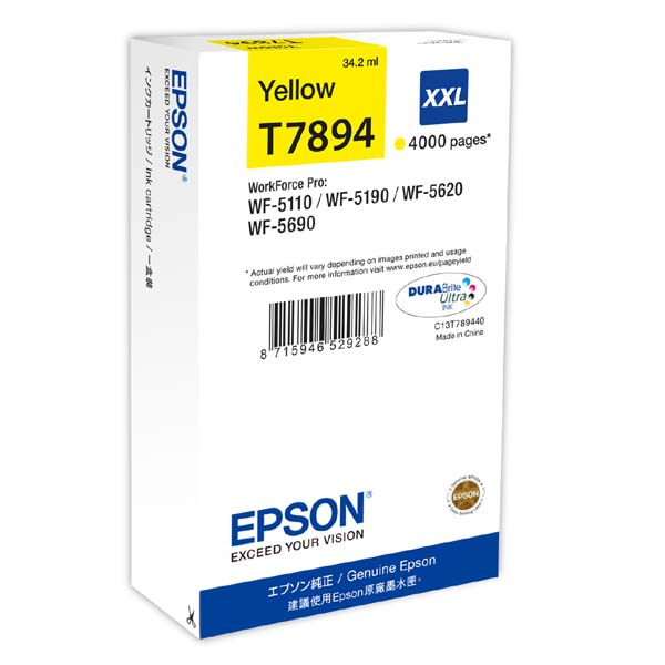 Inkoustová cartridge Epson C13T789440, WF-5620DWF, WF-5110DW, XXL, yellow, originál