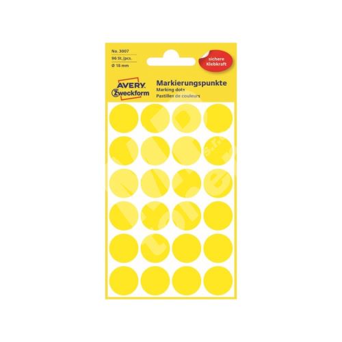 Etikety na ruční popis kolečko průměr 18 mm - žluté - 3007 1