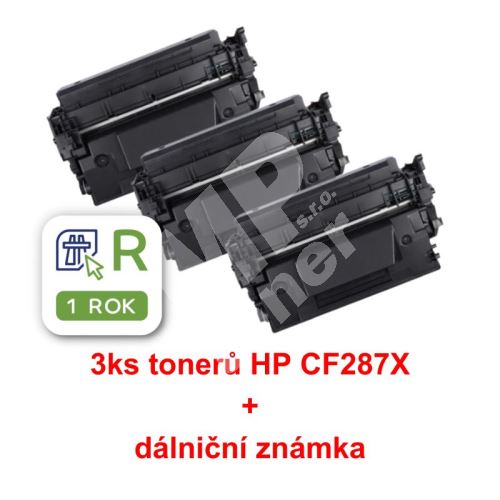 3ks kompatibilní toner HP CF287X MP print + dálniční známka 1