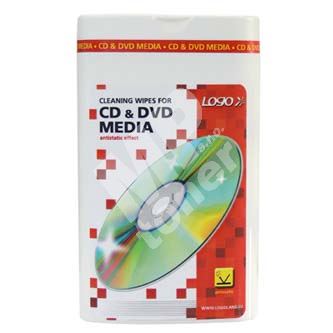 Čisticí trhací ubrousky, na CD a DVD, dóza, 100ks, L 1