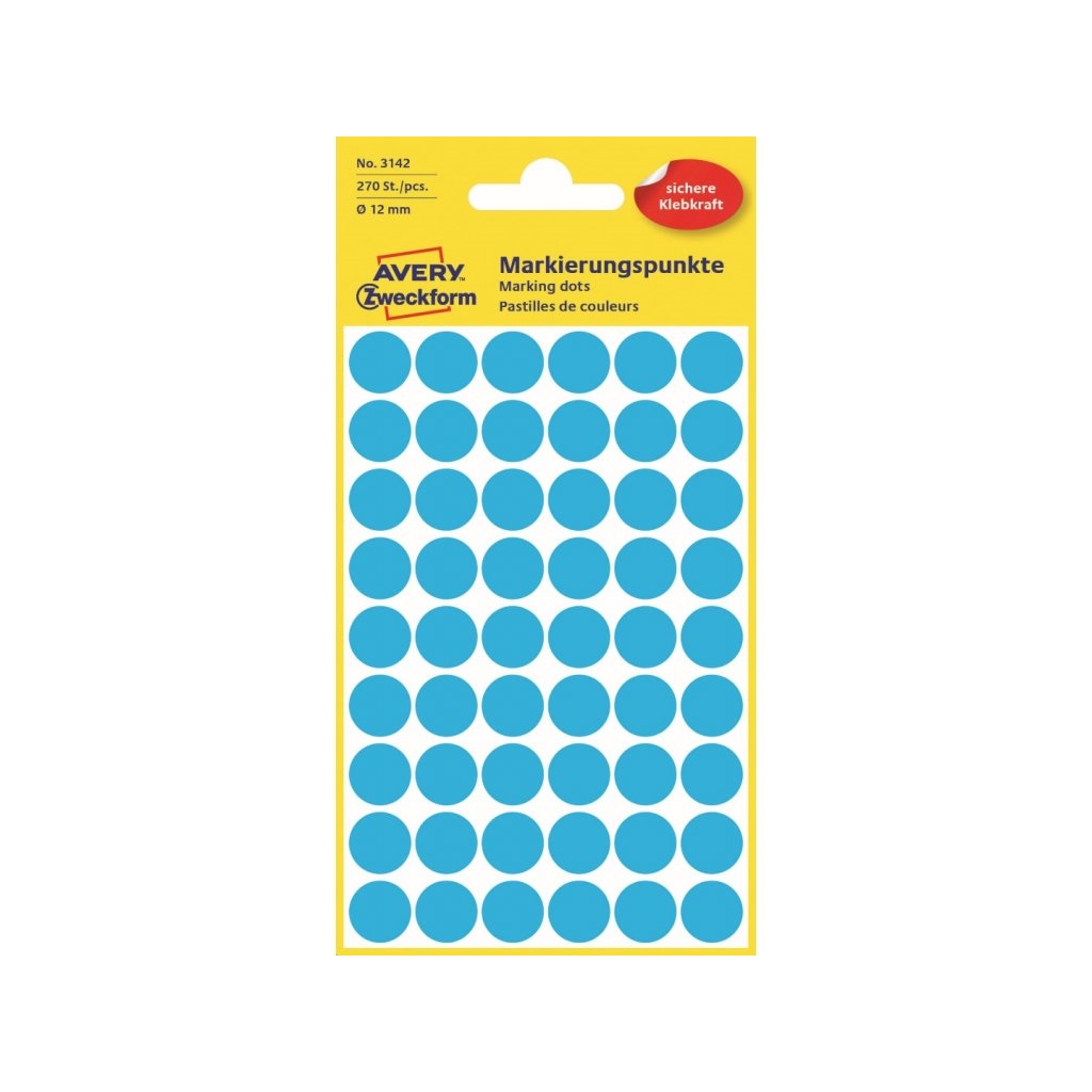 Etikety na ruční popis kolečko průměr 12 mm - modré - 3142