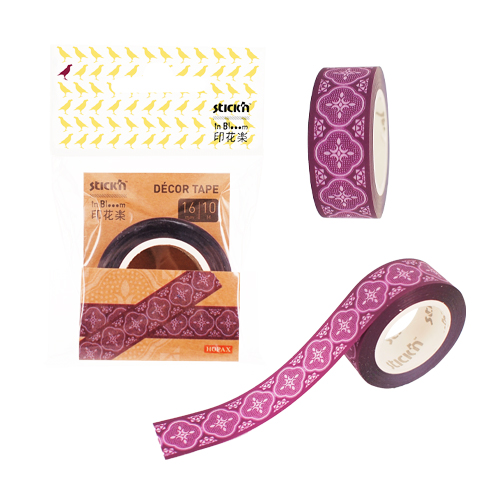 Samolepící dekorativní páska Stick'n in Blooom fialová, 16 mm x 10 m