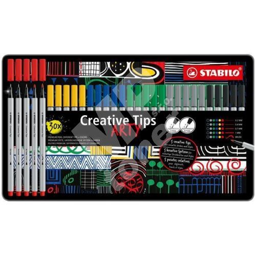 LLinery Stabilo 89 Creative Tips ARTY, plechová krabička, 6 barev, 5 šířek stopy 2