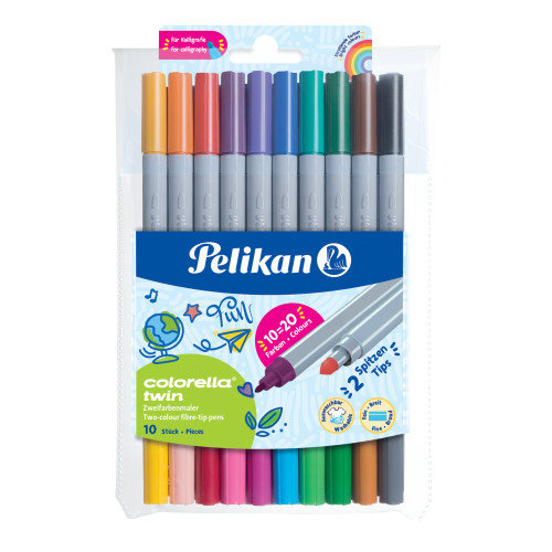 Fixy Pelikan Colorella® oboustranné, 10 ks, 20 barev