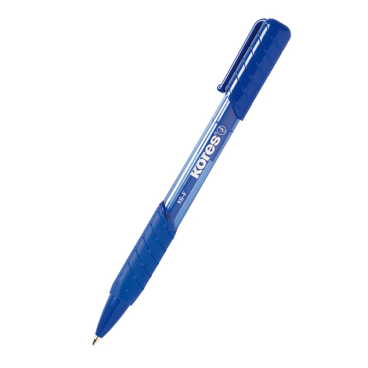 Kuličkové pero Kores K6, Pen Soft Grip, mechanické, modré