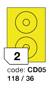 Samolepící etikety Rayfilm Office průměr 118/36 mm 300 archů, matně žlutá, R0121.CD05D