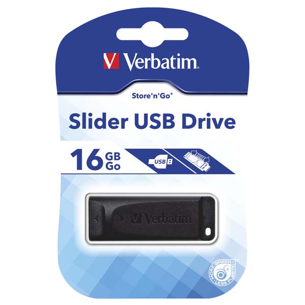 16GB Verbatim Slider USB flash disk 2.0, 98696, černá
