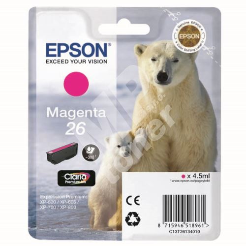 Cartridge Epson C13T26134012, magenta, 26, originál 1