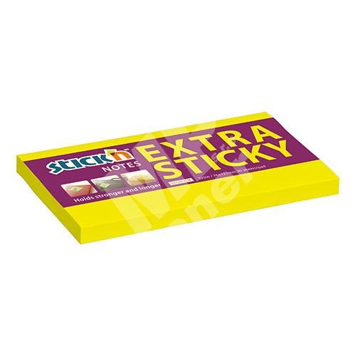 Samolepicí bloček Stick n Extra Sticky neonově žlutý, 76 x 127 mm 1