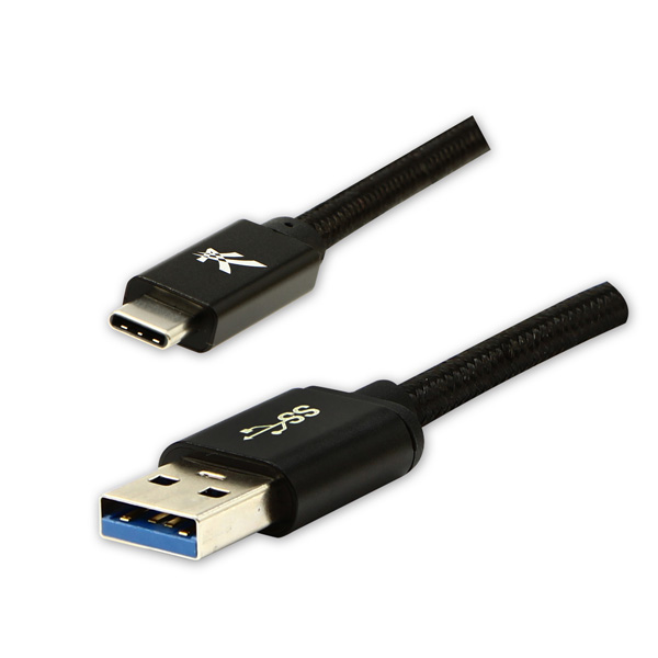 Kabel USB Logo, USB A samec - USB C samec, 2m, černý