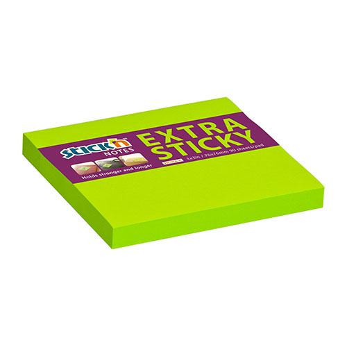 Samolepicí bloček Stick'n Extra Sticky neonově zelený, 76 x 76 mm