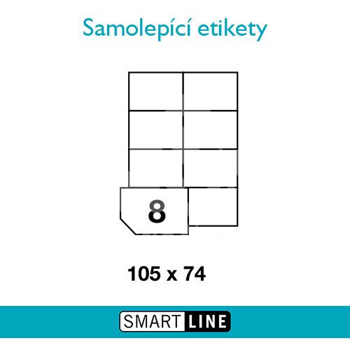 Samolepící bílé etikety Smart Line A4 105 x 74 mm 100 archů 1