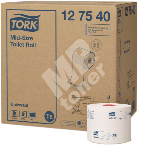 Tork Mid-Size toaletní papír Universal, 1vrstvý, bílý, T6 1