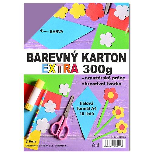 Barevný karton Extra 300g A4, 10listů, fialový
