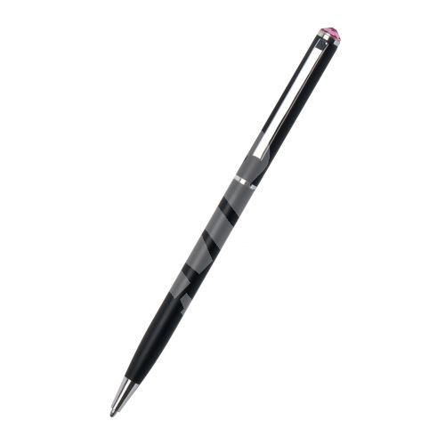 Kuličkové pero Art Crystella Slim černá s růžovým krystalem Swarovski 2