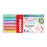 Popisovače Kores Pastel Style, štětcový hrot, 6 barev