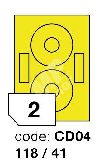 Samolepící etikety Rayfilm Office průměr 118/41 mm 300 archů, fluo žlutá, R0131.CD04D 1