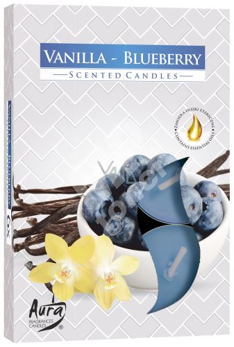 Bispol Aura Vanilla Blueberry s vůní vanilky a borůvky vonné čajové svíčky 6 kusů 1