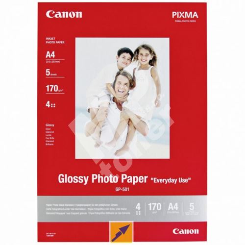 Canon Glossy Photo Paper, foto papír, lesklý, GP-501, bílý, 10x15cm, 210 g/m2, 5 ks 1